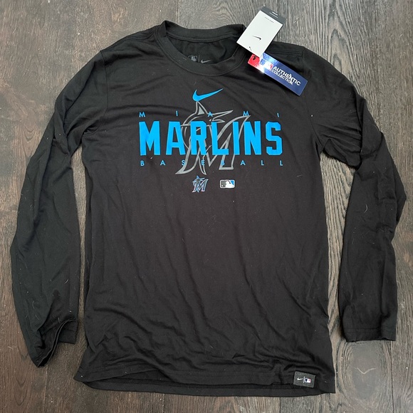 Miami Marlins Baseball Nike Men´s Authentic Collection Long Sleeved T-Shirt XL - Picture 1 of 6